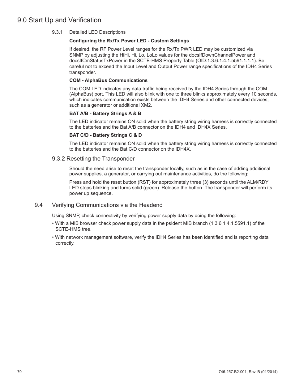 0 start up and verification | Alpha Technologies AlphaNet IDH4 for XM2 and XM2-300HP Series - Technical Manual User Manual | Page 70 / 87