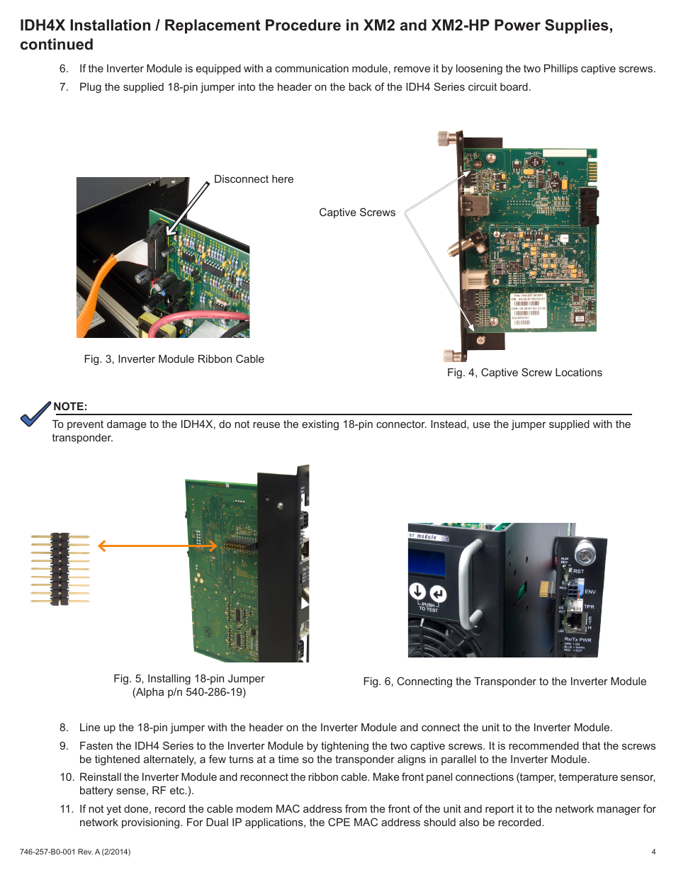 Alpha Technologies AlphaNet IDH4 for XM2, XM2-HP, and XM2-300HP Series - Quick Start Guide User Manual | Page 4 / 8