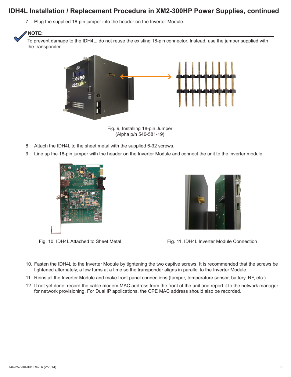 Alpha Technologies AlphaNet IDH4 for XM2, XM2-HP, and XM2-300HP Series - Quick Start Guide User Manual | Page 6 / 8