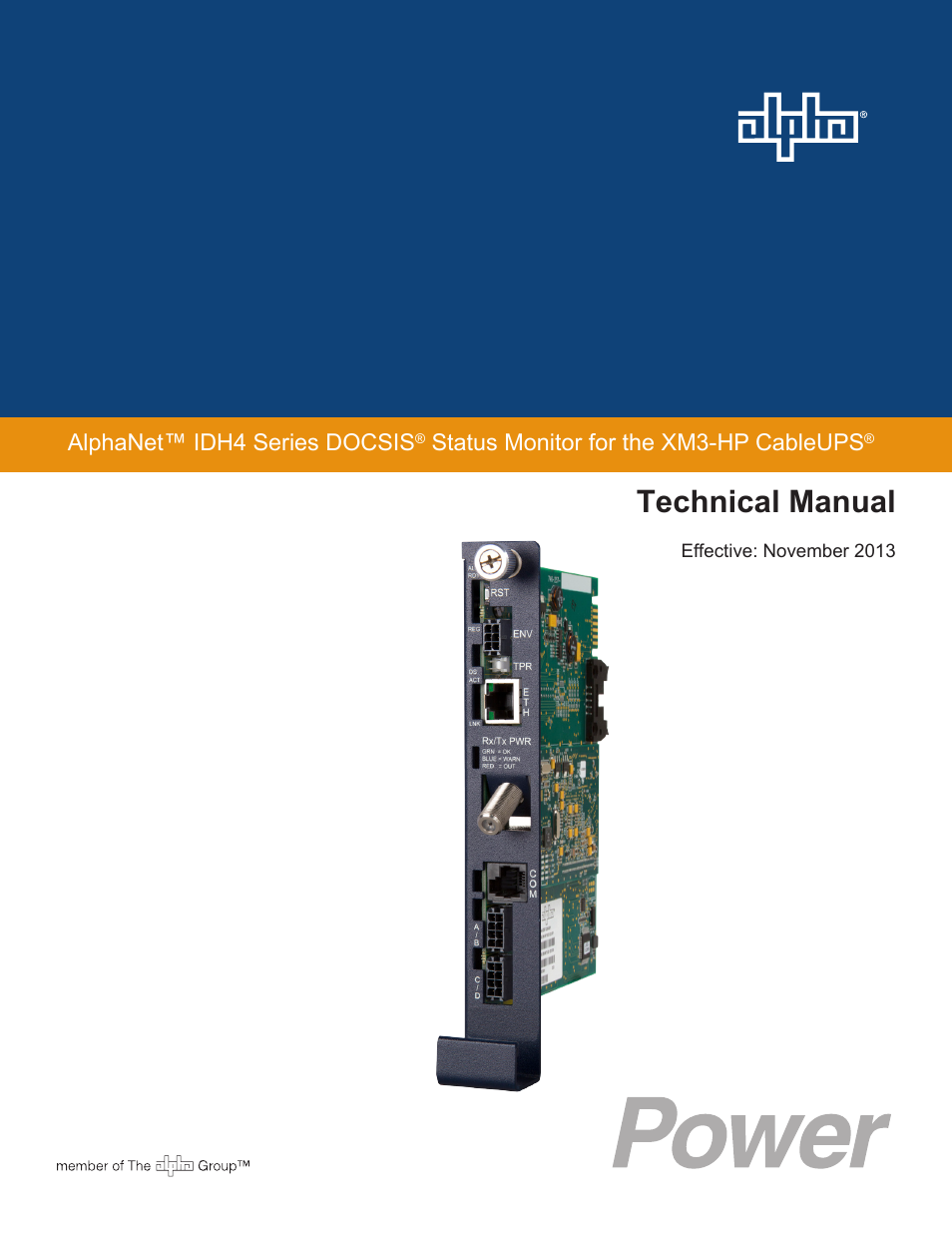 Alpha Technologies AlphaNet IDH4 for XM3-HP Series - Technical Manual User Manual | 94 pages