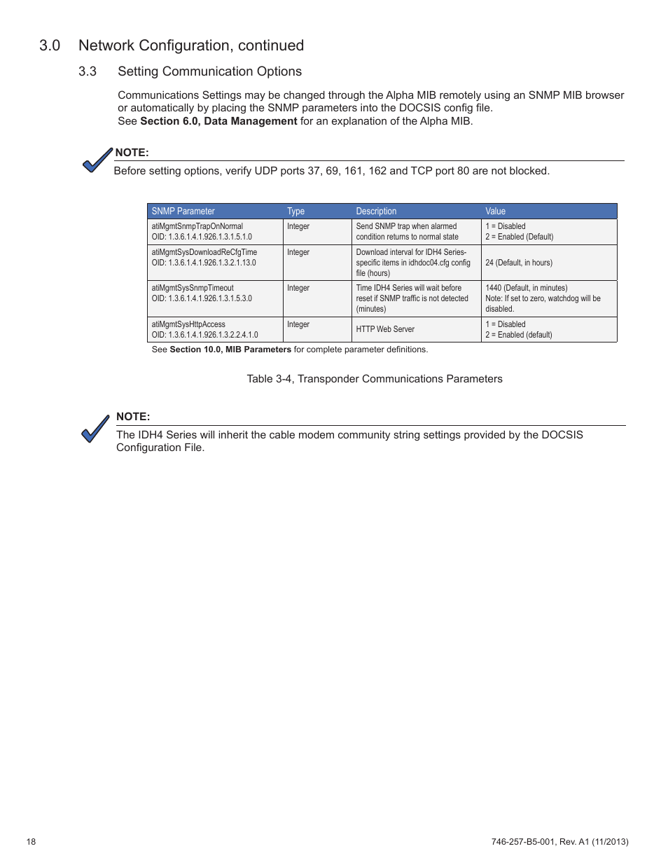 0 network configuration, continued, 3 setting communication options | Alpha Technologies AlphaNet IDH4 for XM3-HP Series - Technical Manual User Manual | Page 18 / 94