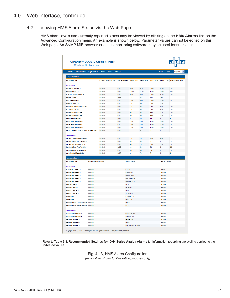 0 web interface, continued | Alpha Technologies AlphaNet IDH4 for XM3-HP Series - Technical Manual User Manual | Page 27 / 94