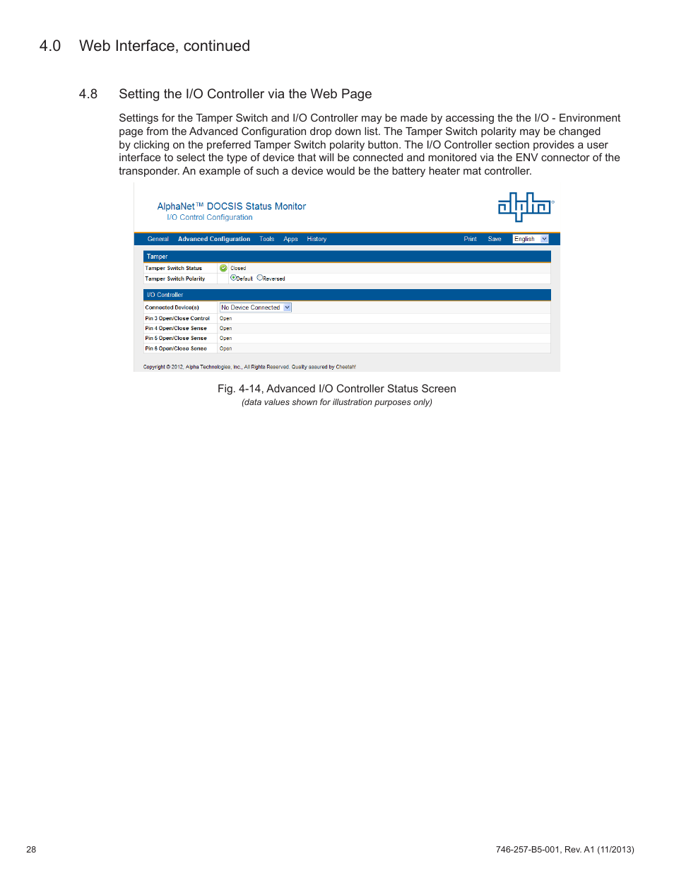 0 web interface, continued | Alpha Technologies AlphaNet IDH4 for XM3-HP Series - Technical Manual User Manual | Page 28 / 94