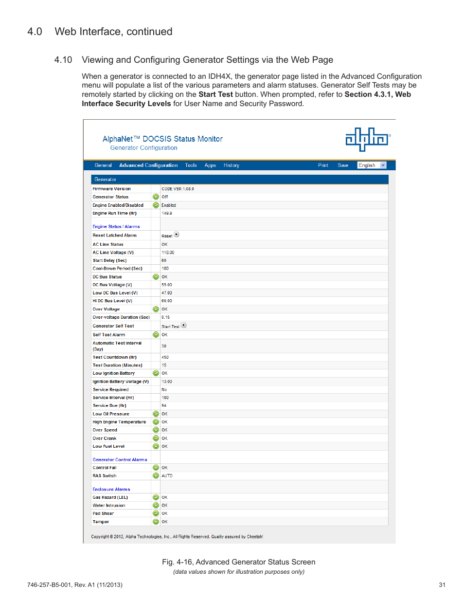 0 web interface, continued | Alpha Technologies AlphaNet IDH4 for XM3-HP Series - Technical Manual User Manual | Page 31 / 94