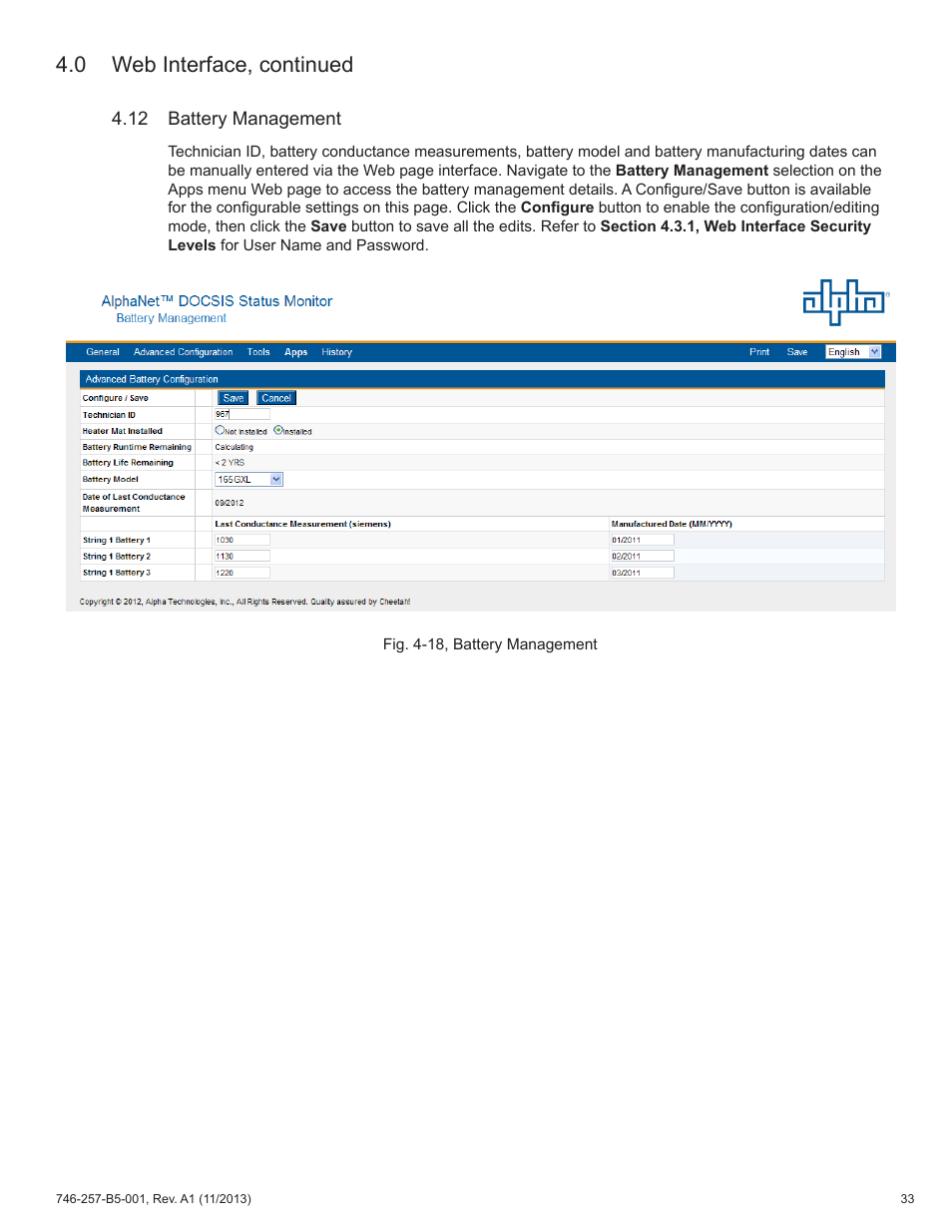 0 web interface, continued | Alpha Technologies AlphaNet IDH4 for XM3-HP Series - Technical Manual User Manual | Page 33 / 94