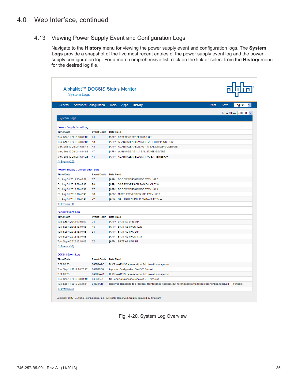 0 web interface, continued | Alpha Technologies AlphaNet IDH4 for XM3-HP Series - Technical Manual User Manual | Page 35 / 94