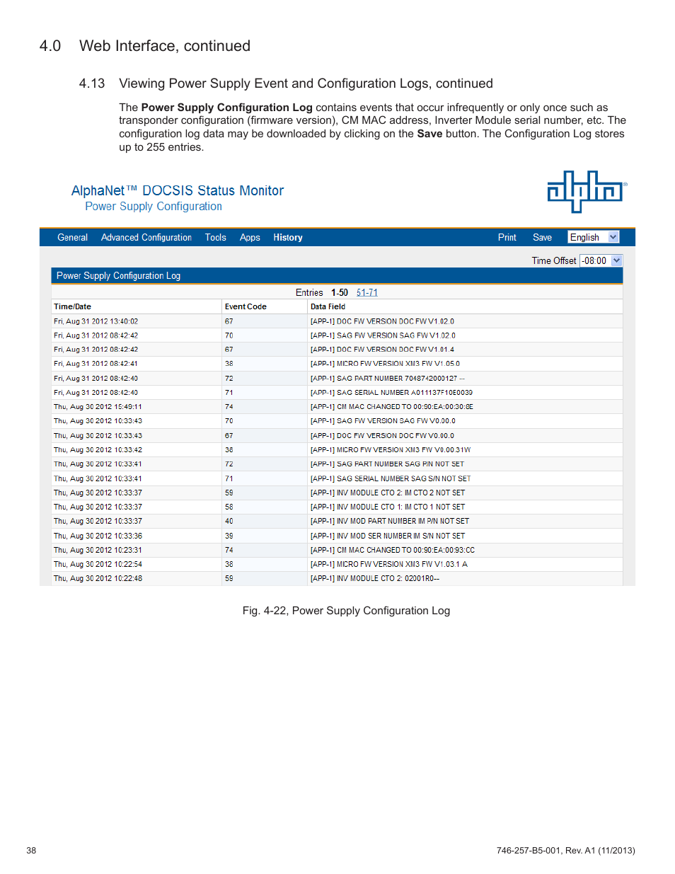 0 web interface, continued | Alpha Technologies AlphaNet IDH4 for XM3-HP Series - Technical Manual User Manual | Page 38 / 94