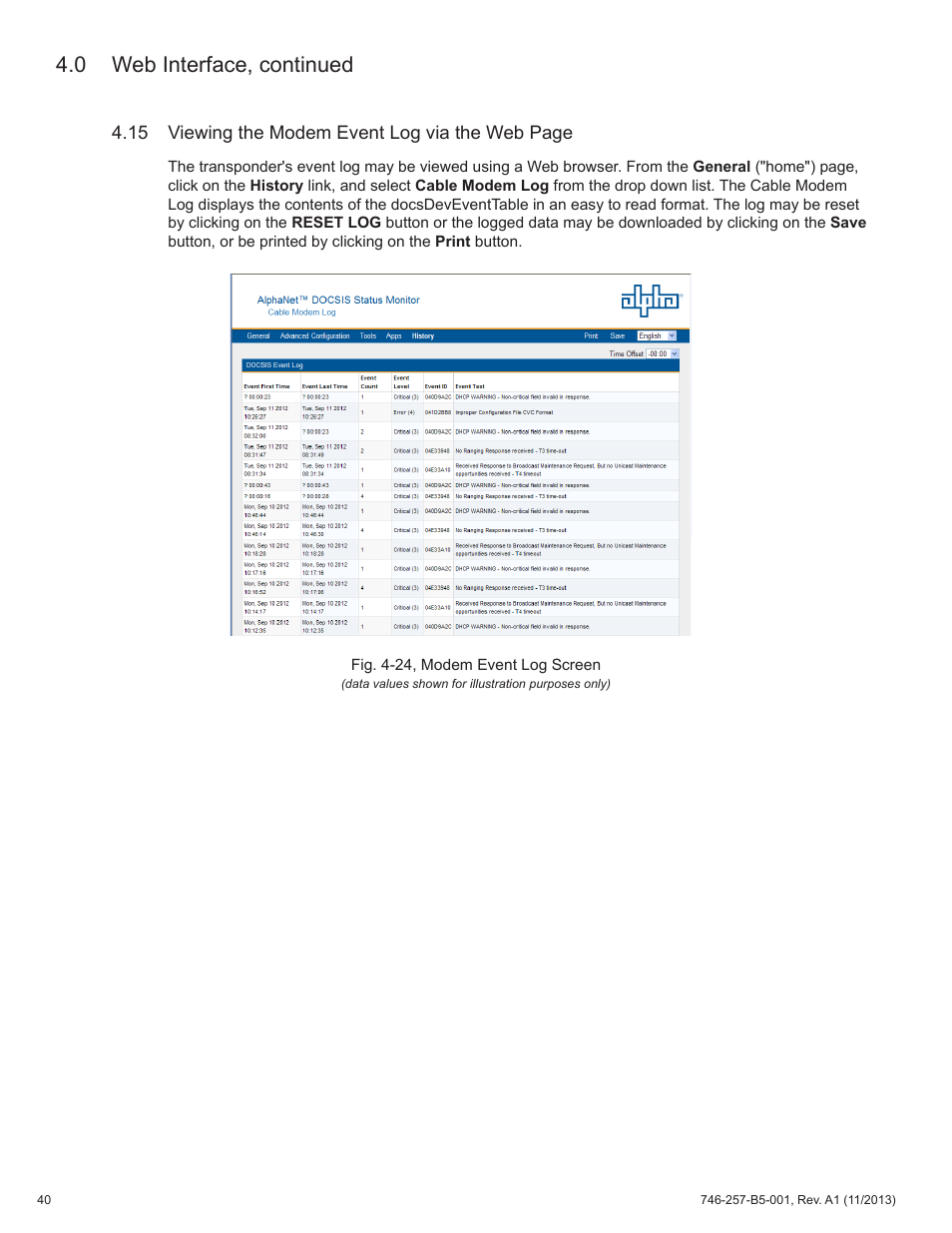 0 web interface, continued | Alpha Technologies AlphaNet IDH4 for XM3-HP Series - Technical Manual User Manual | Page 40 / 94
