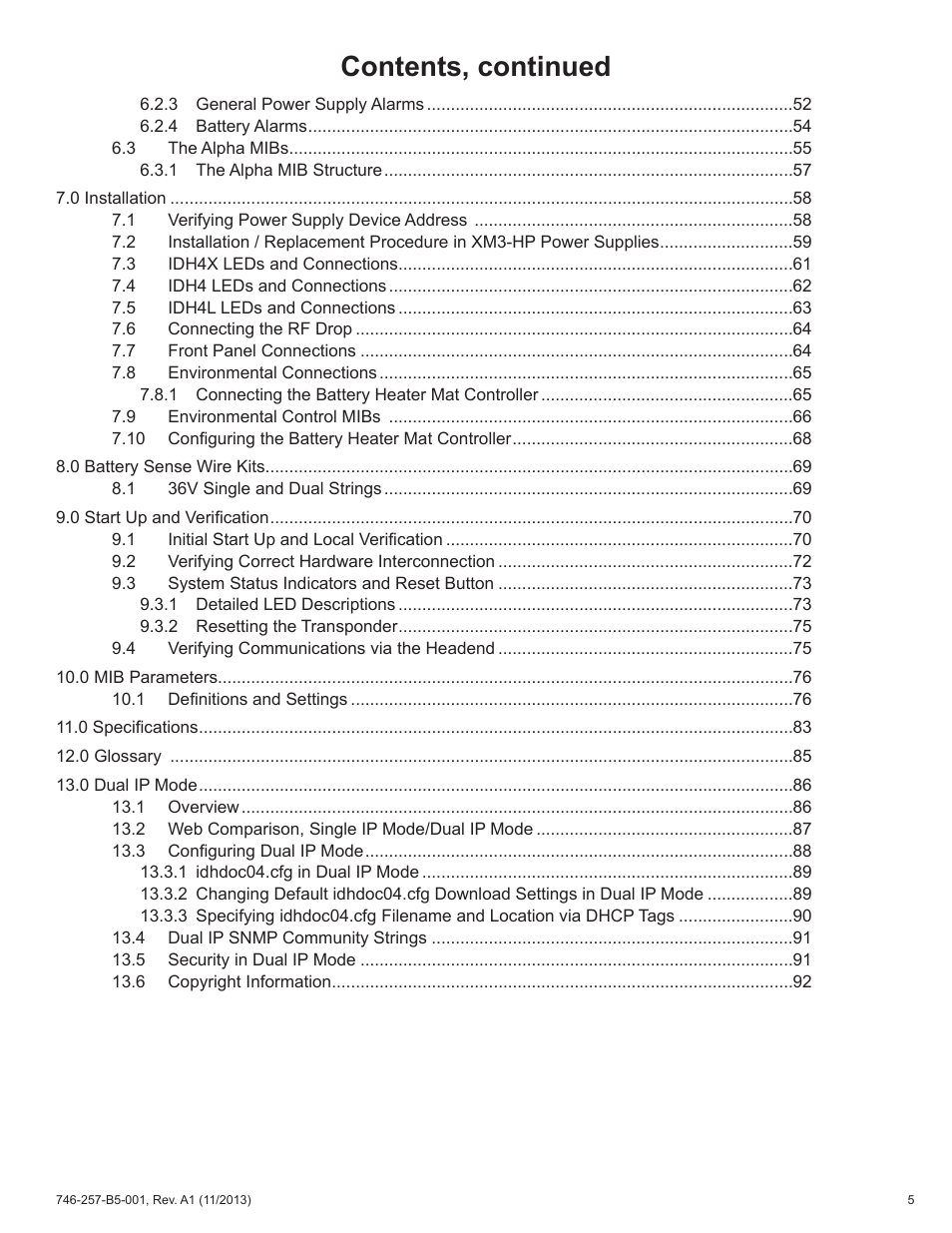 Contents, continued | Alpha Technologies AlphaNet IDH4 for XM3-HP Series - Technical Manual User Manual | Page 5 / 94