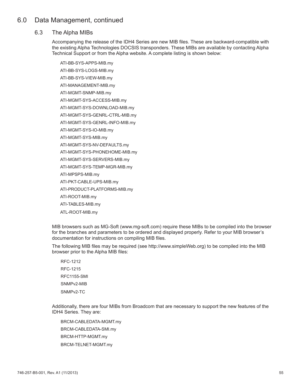 0 data management, continued | Alpha Technologies AlphaNet IDH4 for XM3-HP Series - Technical Manual User Manual | Page 55 / 94