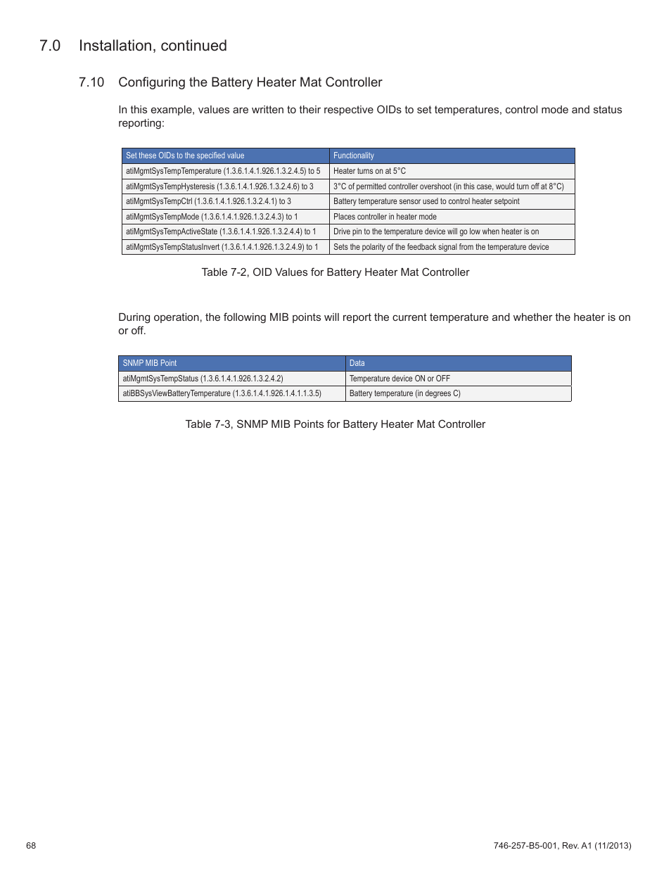 0 installation, continued, 10 configuring the battery heater mat controller | Alpha Technologies AlphaNet IDH4 for XM3-HP Series - Technical Manual User Manual | Page 68 / 94