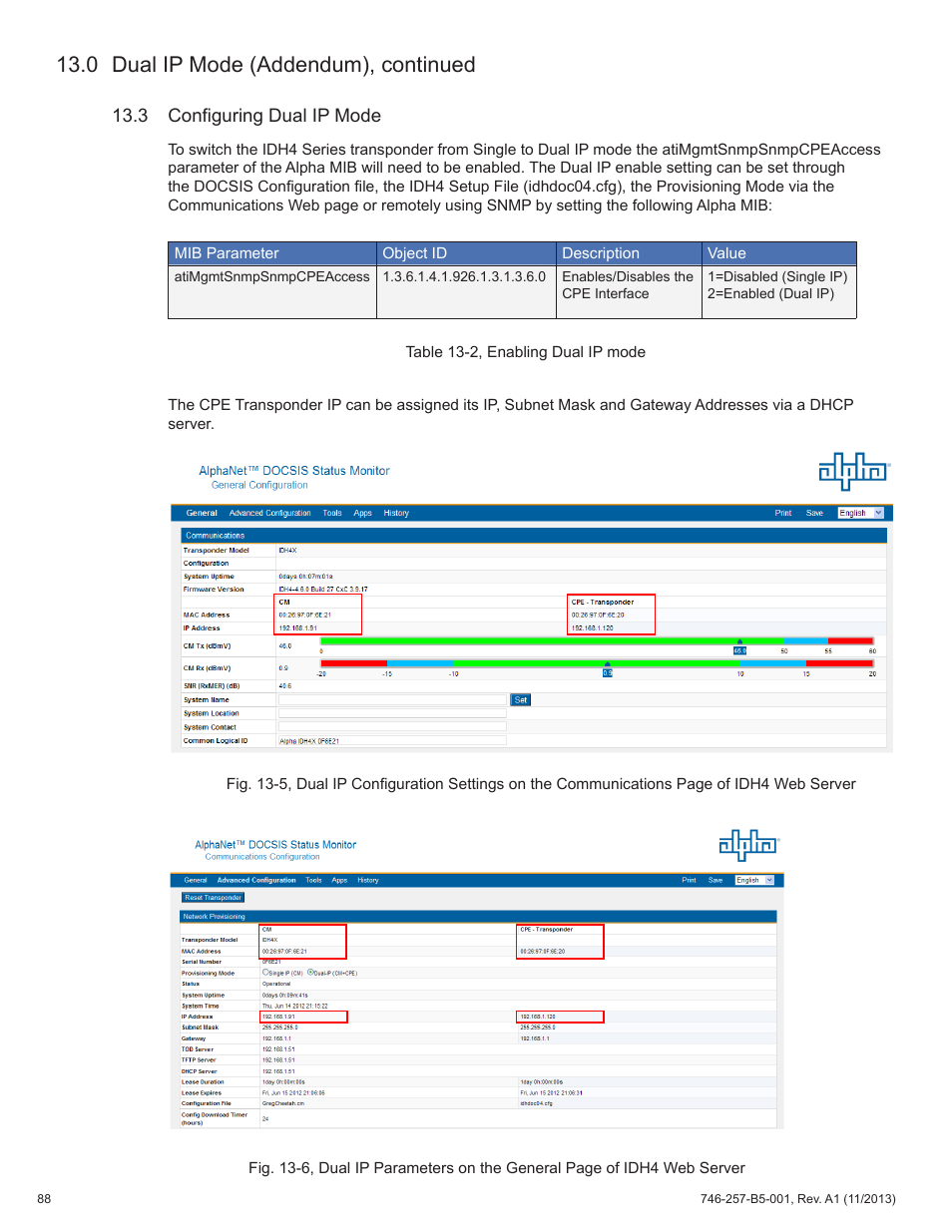 0 dual ip mode (addendum), continued | Alpha Technologies AlphaNet IDH4 for XM3-HP Series - Technical Manual User Manual | Page 88 / 94