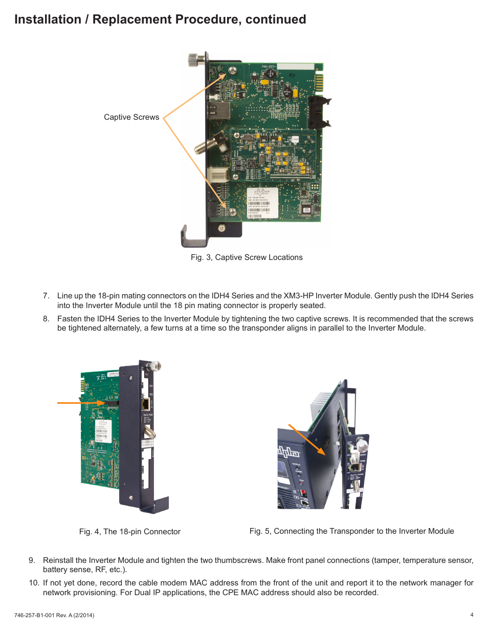 Installation / replacement procedure, continued | Alpha Technologies AlphaNet IDH4 for XM3-HP Series - Quick Start Guide User Manual | Page 4 / 6