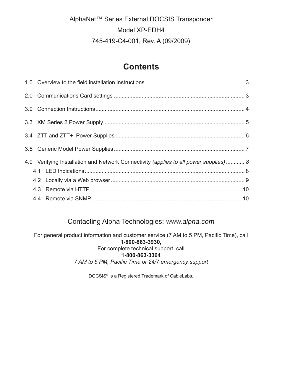 Alpha Technologies XP-EDH4 - Installation User Manual | Page 2 / 12