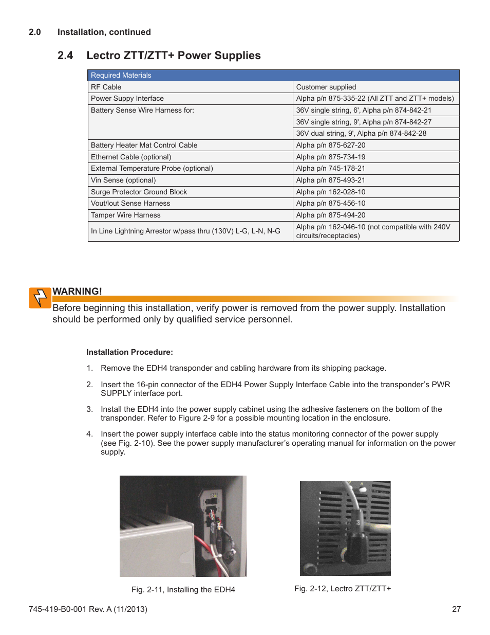 4 lectro ztt/ztt+ power supplies | Alpha Technologies XP-EDH4 - Technical Manual User Manual | Page 27 / 81