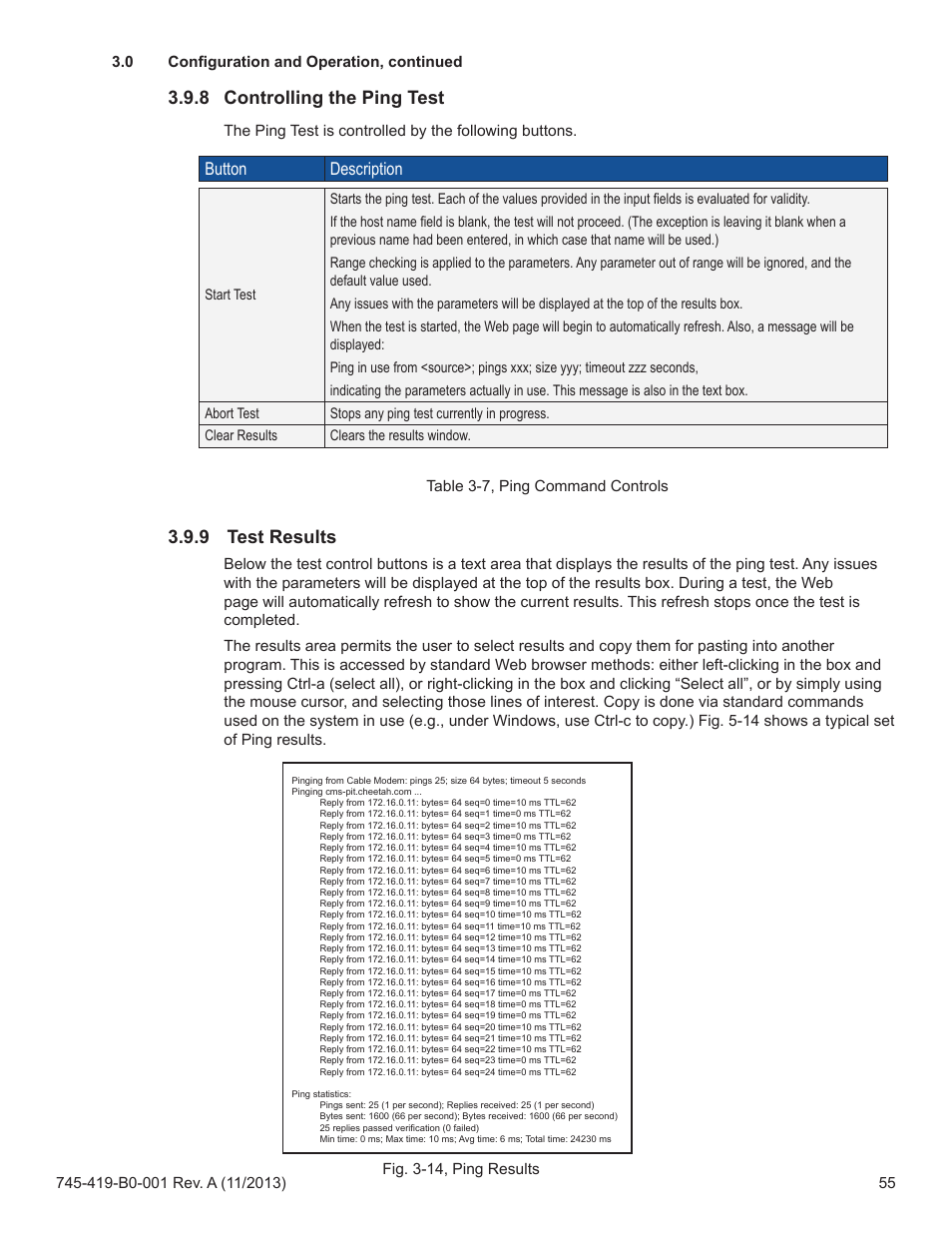 9 test results, 8 controlling the ping test, Button description | Alpha Technologies XP-EDH4 - Technical Manual User Manual | Page 55 / 81