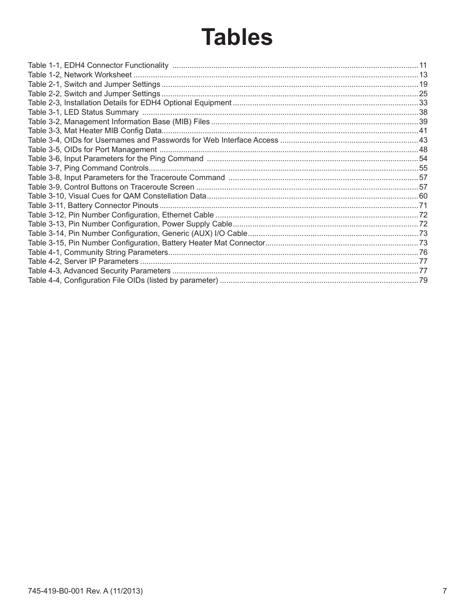 Tables | Alpha Technologies XP-EDH4 - Technical Manual User Manual | Page 7 / 81