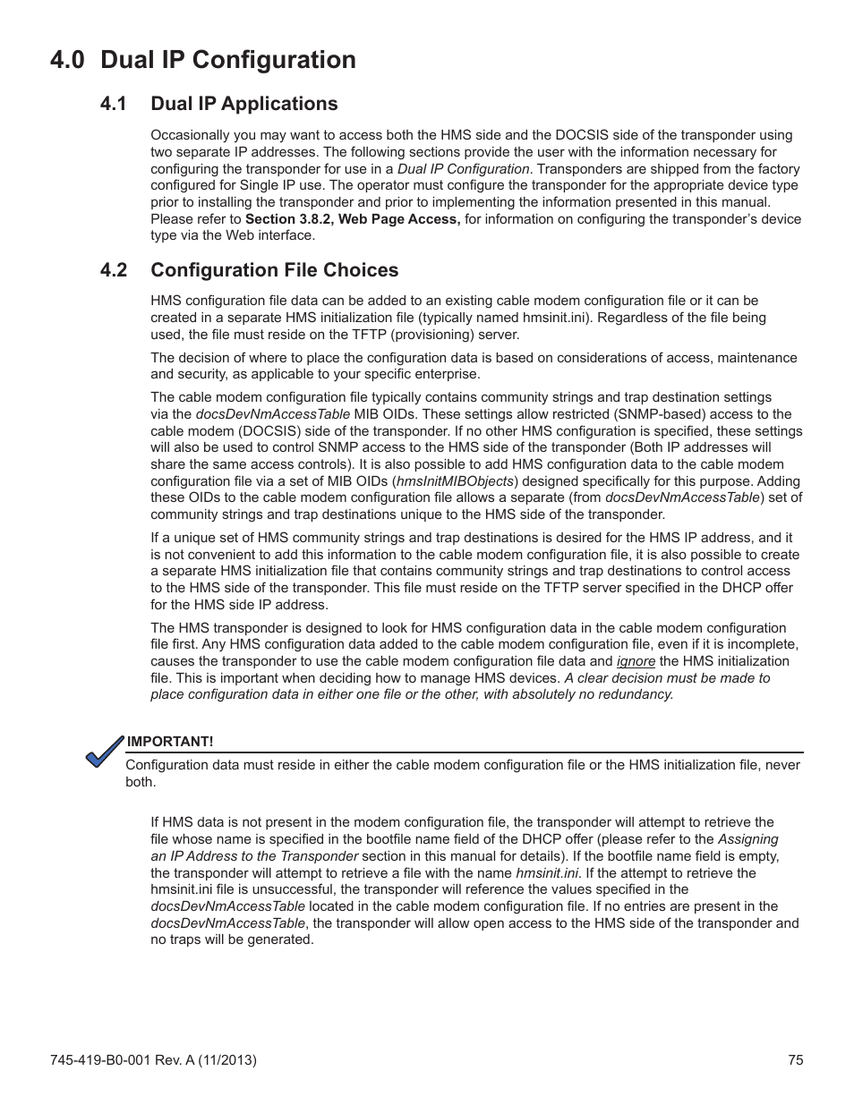 0 dual ip configuration, 1 dual ip applications, 2 configuration file choices | Alpha Technologies XP-EDH4 - Technical Manual User Manual | Page 75 / 81