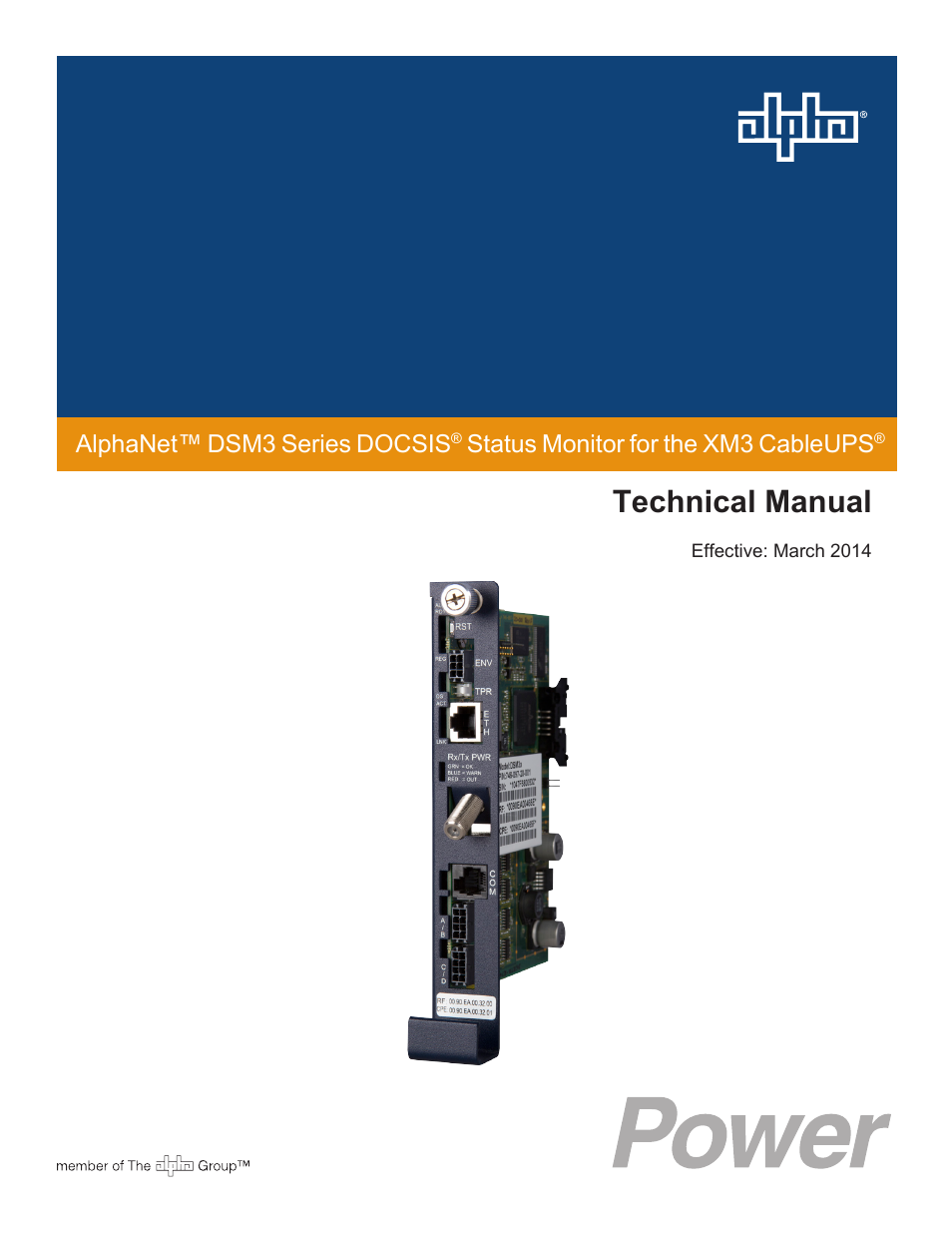 Alpha Technologies DSM3 for XM3 - Technical Manual User Manual | 106 pages