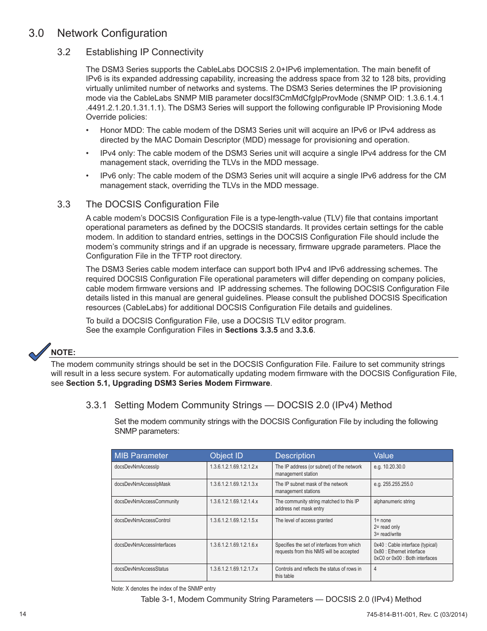 2 establishing ip connectivity, 3 the docsis configuration file, 0 network configuration | Alpha Technologies DSM3 for XM3 - Technical Manual User Manual | Page 14 / 106