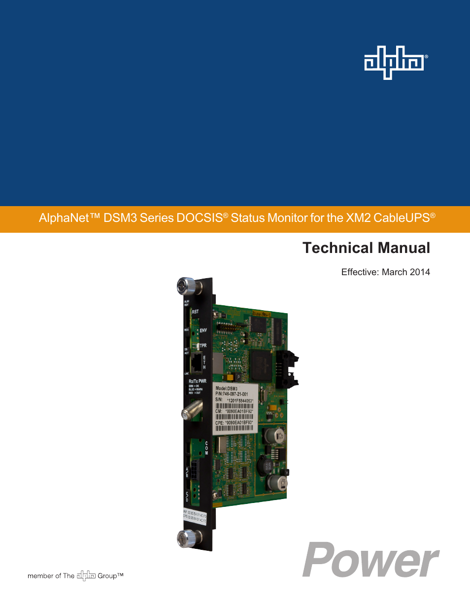 Alpha Technologies DSM3 for XM2 - Technical Manual User Manual | 95 pages