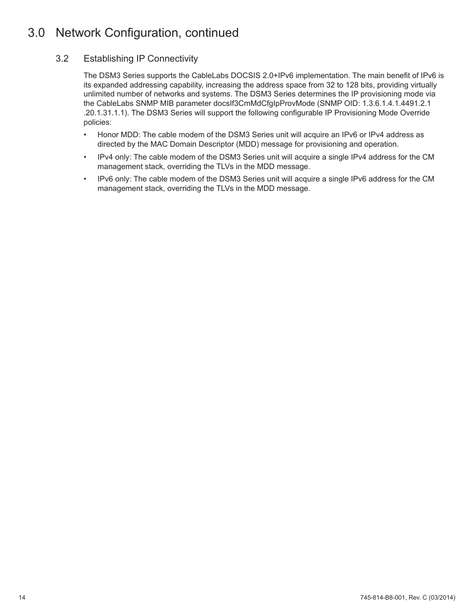2 establishing ip connectivity, 0 network configuration, continued | Alpha Technologies DSM3 for XM2 - Technical Manual User Manual | Page 14 / 95