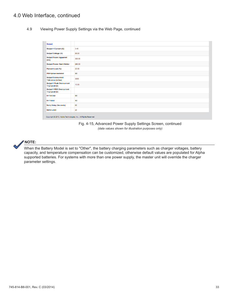 0 web interface, continued | Alpha Technologies DSM3 for XM2 - Technical Manual User Manual | Page 33 / 95