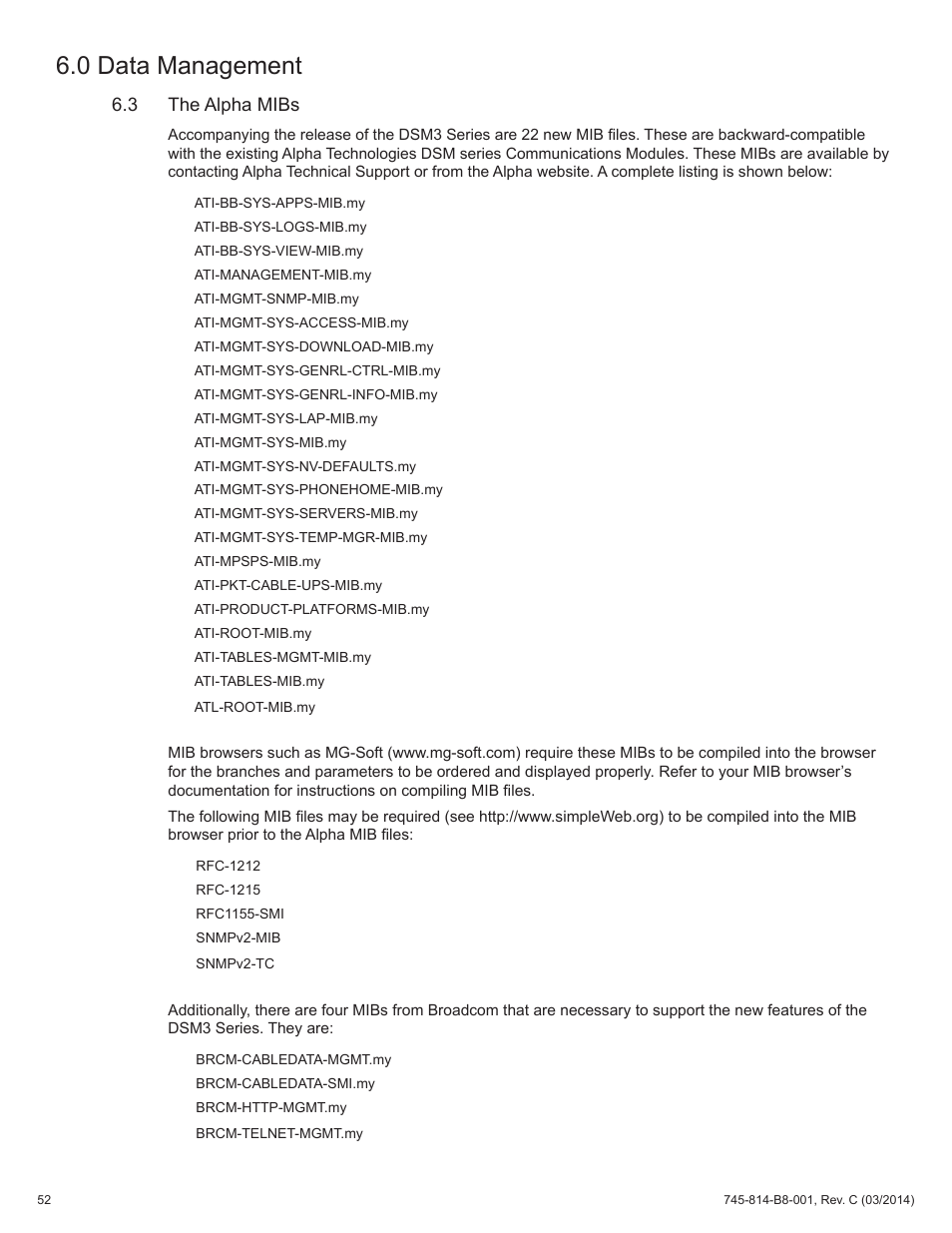 3 the alpha mibs, 0 data management | Alpha Technologies DSM3 for XM2 - Technical Manual User Manual | Page 52 / 95
