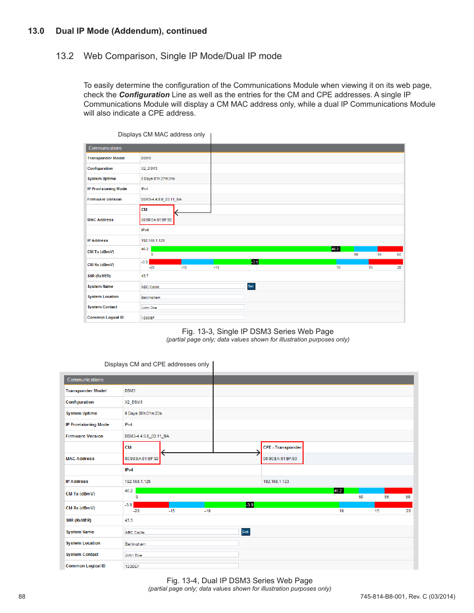 2 web comparison, single ip mode/dual ip mode | Alpha Technologies DSM3 for XM2 - Technical Manual User Manual | Page 88 / 95