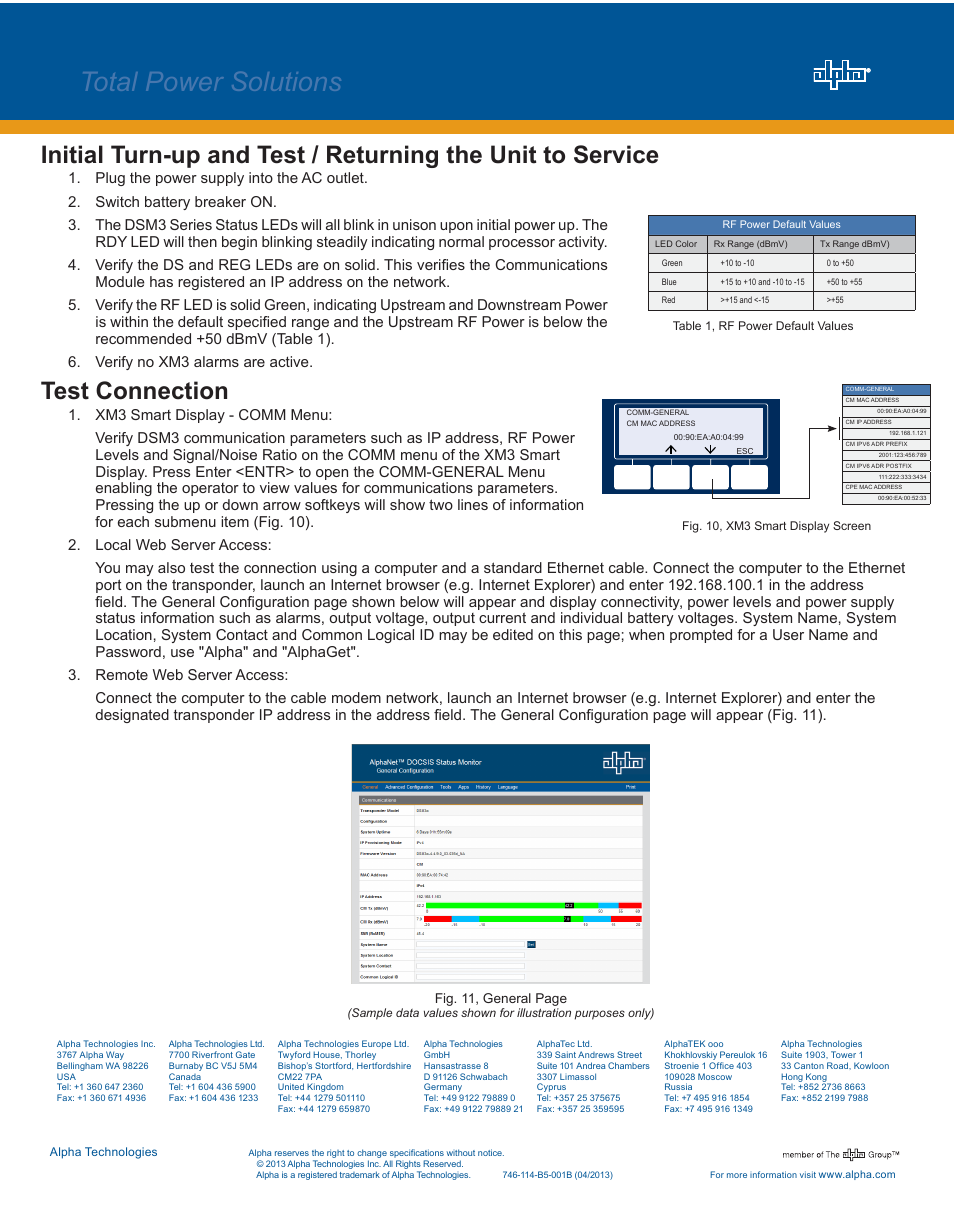 Total power solutions, Test connection | Alpha Technologies DSM3 for XM3 - Quick Start Guide User Manual | Page 7 / 7