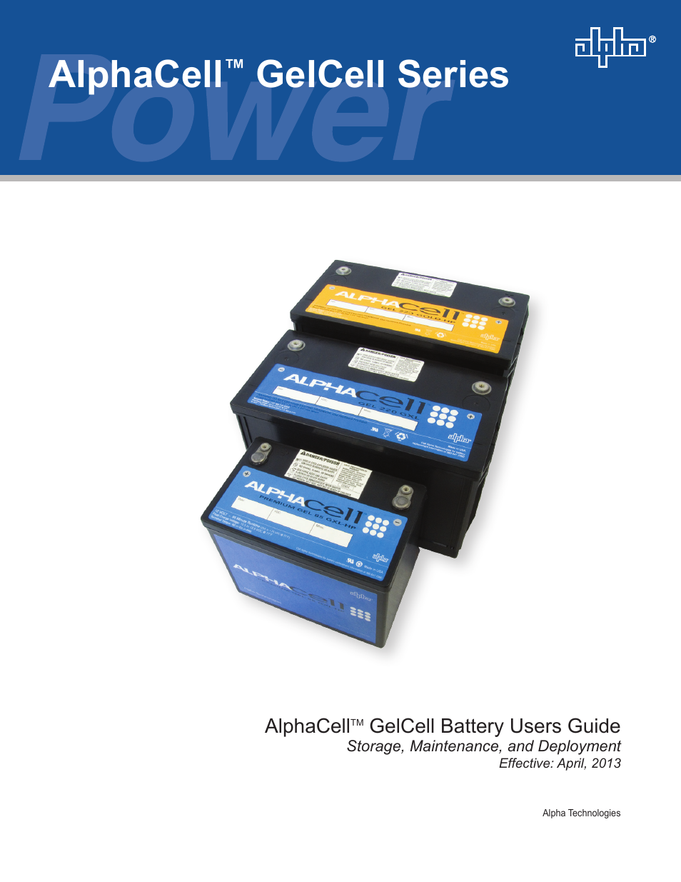 Alpha Technologies AlphaCell GelCell User Manual | 32 pages