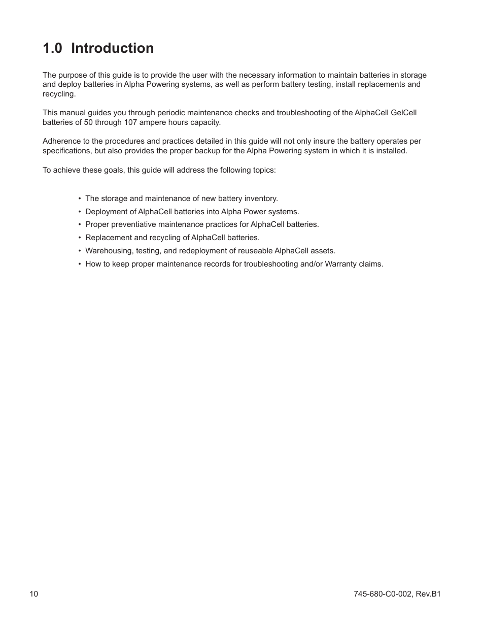 0 introduction | Alpha Technologies AlphaCell GelCell User Manual | Page 10 / 32