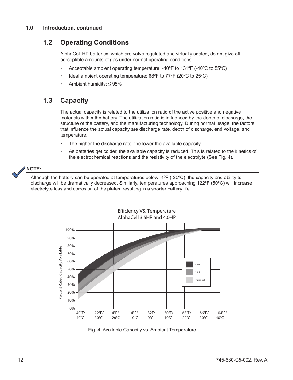 2 operating conditions, 3 capacity | Alpha Technologies AlphaCell HP User Manual | Page 12 / 32