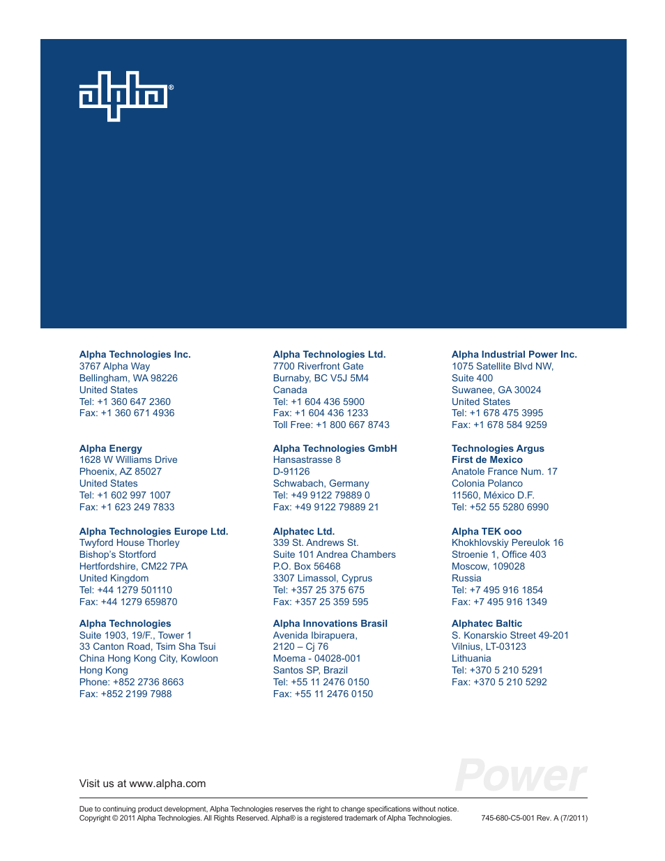 Alpha Technologies AlphaCell HP User Manual | Page 32 / 32