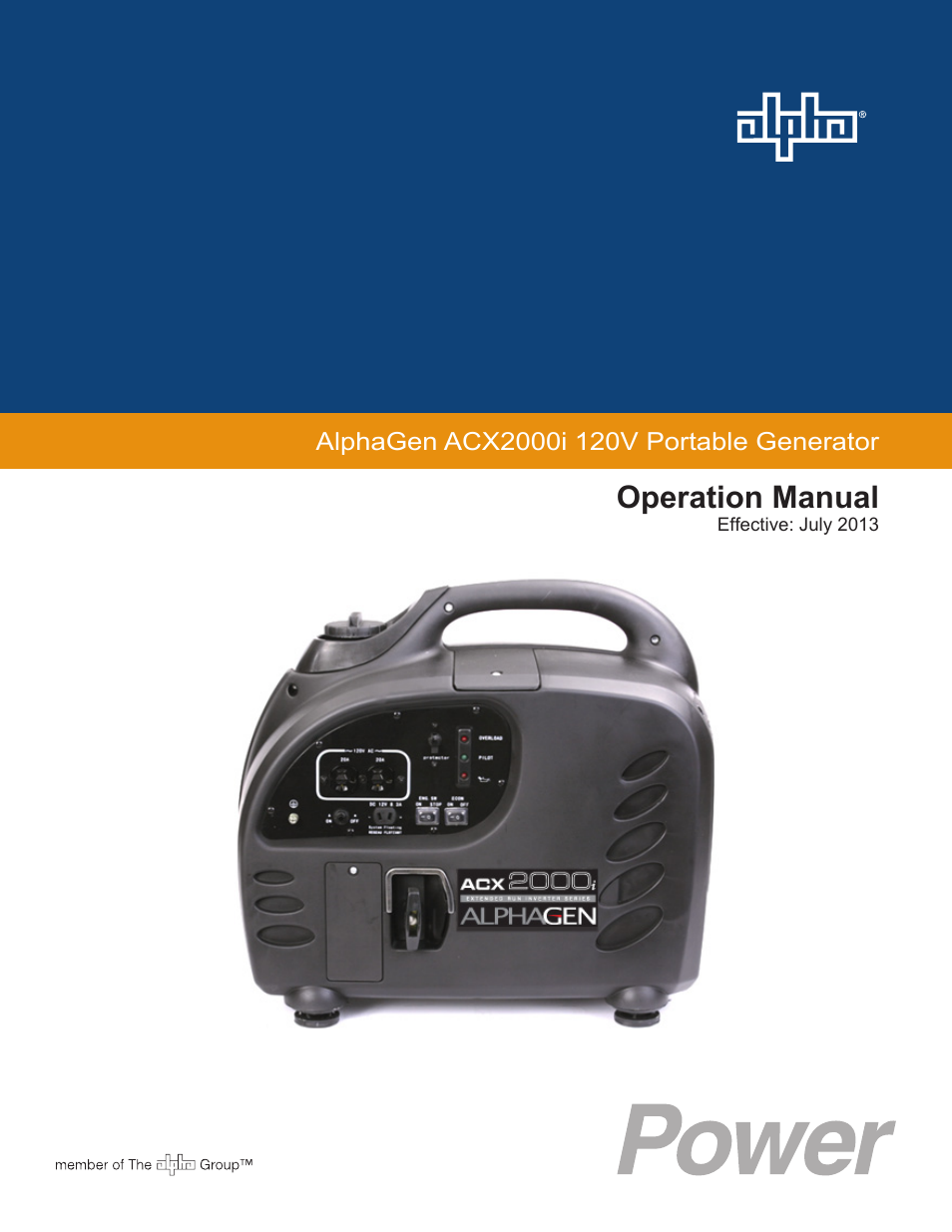 Alpha Technologies AlphaGen ACX2000i 120V - Operator's Manual User Manual | 38 pages
