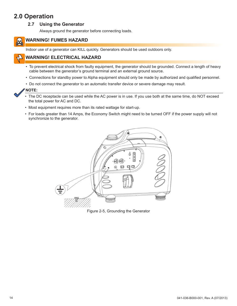 0 operation | Alpha Technologies AlphaGen ACX2000i 120V - Operator's Manual User Manual | Page 14 / 38