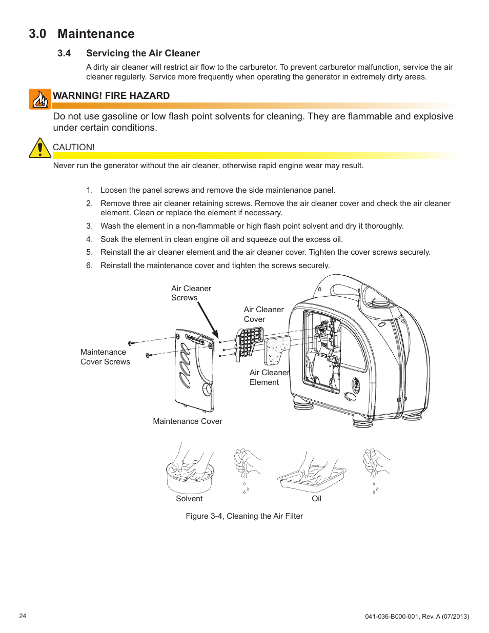 0 maintenance | Alpha Technologies AlphaGen ACX2000i 120V - Operator's Manual User Manual | Page 24 / 38