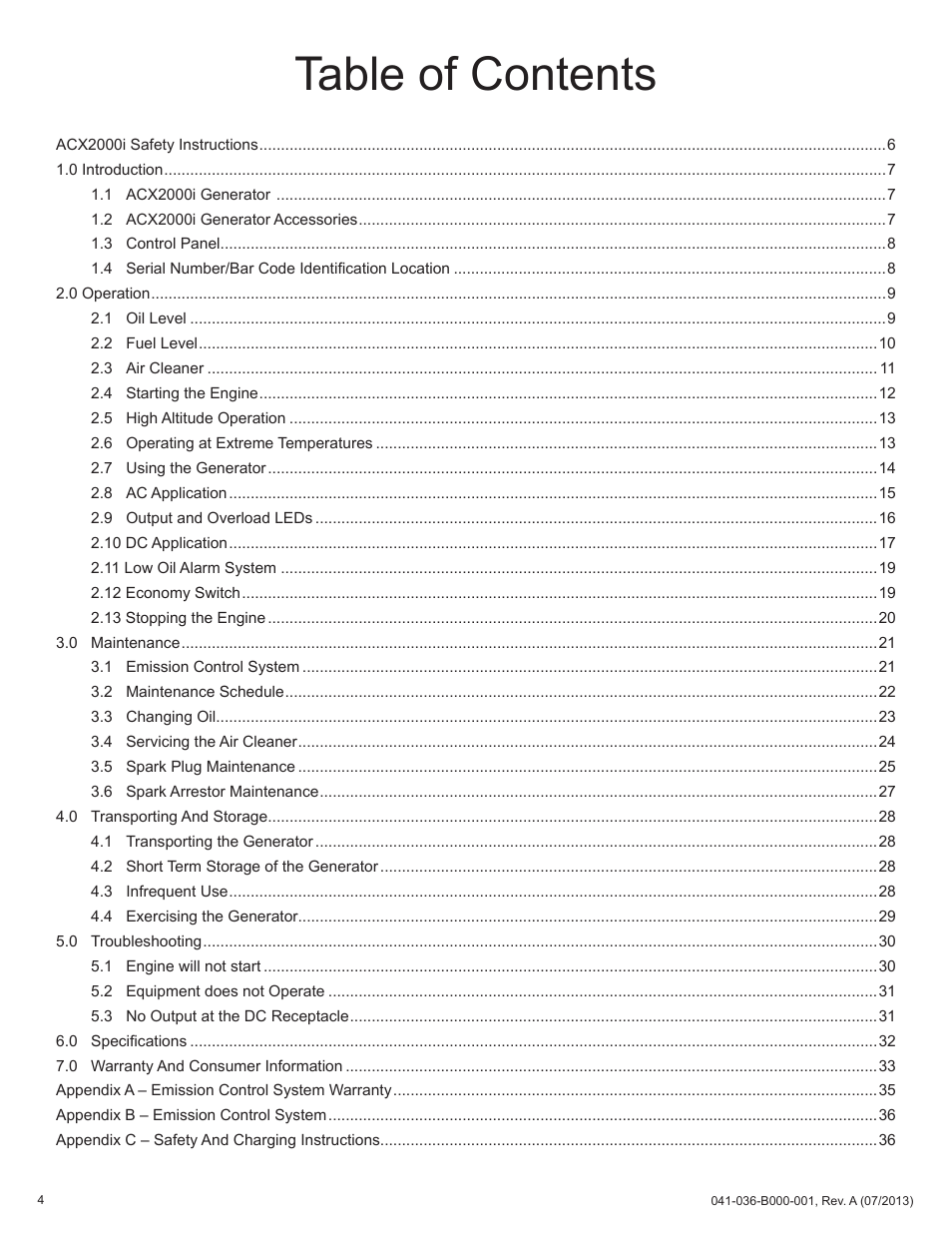 Alpha Technologies AlphaGen ACX2000i 120V - Operator's Manual User Manual | Page 4 / 38