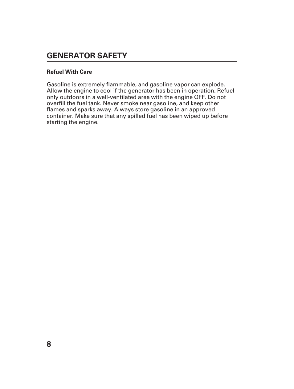 8generator safety | Alpha Technologies AlphaGen DCX3000 Honda User Manual | Page 10 / 76