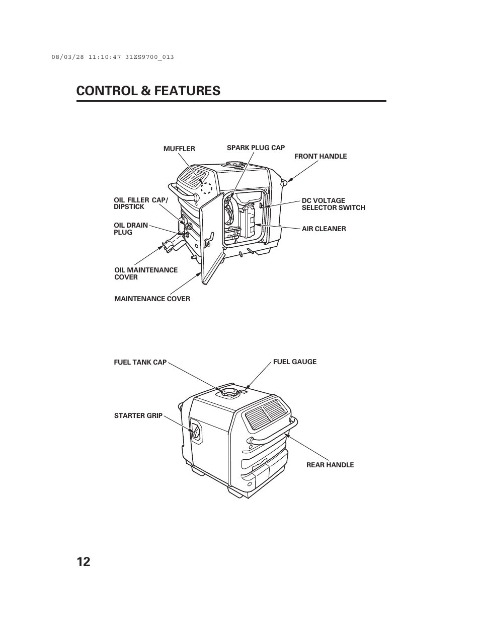 12 control & features | Alpha Technologies AlphaGen DCX3000 Honda User Manual | Page 14 / 76