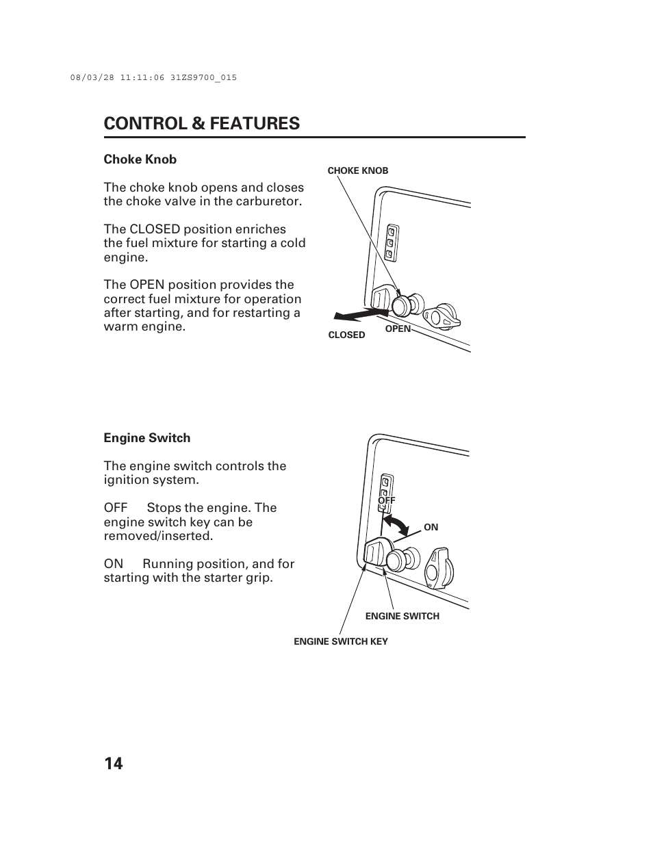 14 control & features | Alpha Technologies AlphaGen DCX3000 Honda User Manual | Page 16 / 76