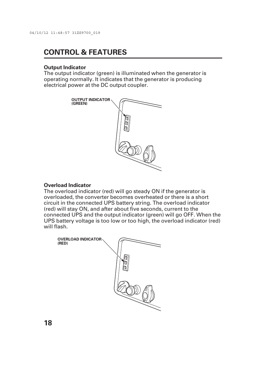 18 control & features | Alpha Technologies AlphaGen DCX3000 Honda User Manual | Page 20 / 76