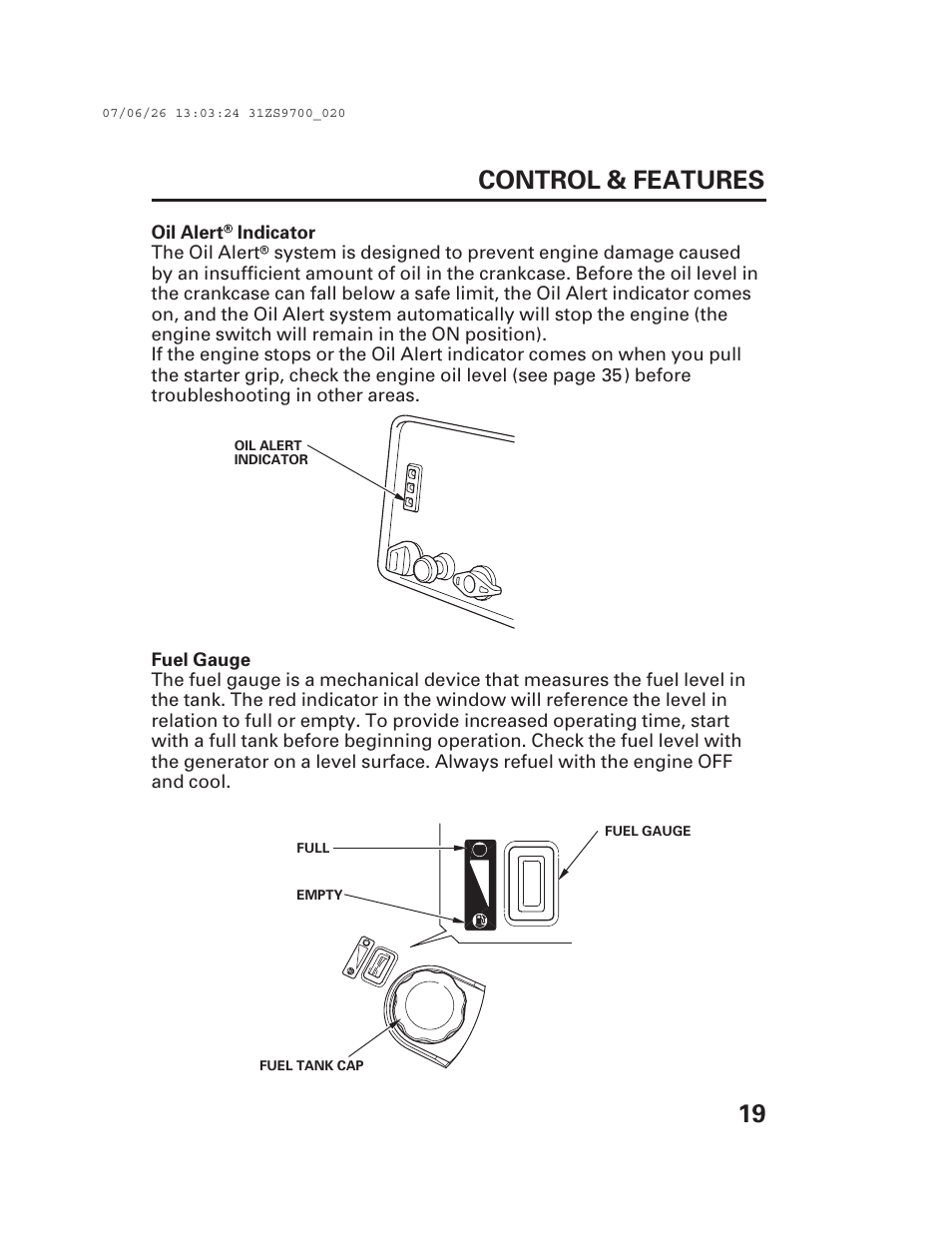 19 control & features | Alpha Technologies AlphaGen DCX3000 Honda User Manual | Page 21 / 76