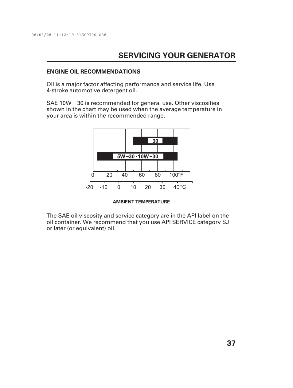 37 servicing your generator | Alpha Technologies AlphaGen DCX3000 Honda User Manual | Page 39 / 76