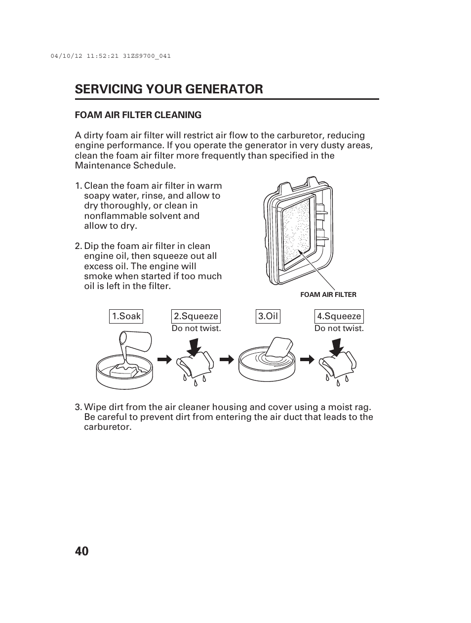 40 servicing your generator | Alpha Technologies AlphaGen DCX3000 Honda User Manual | Page 42 / 76