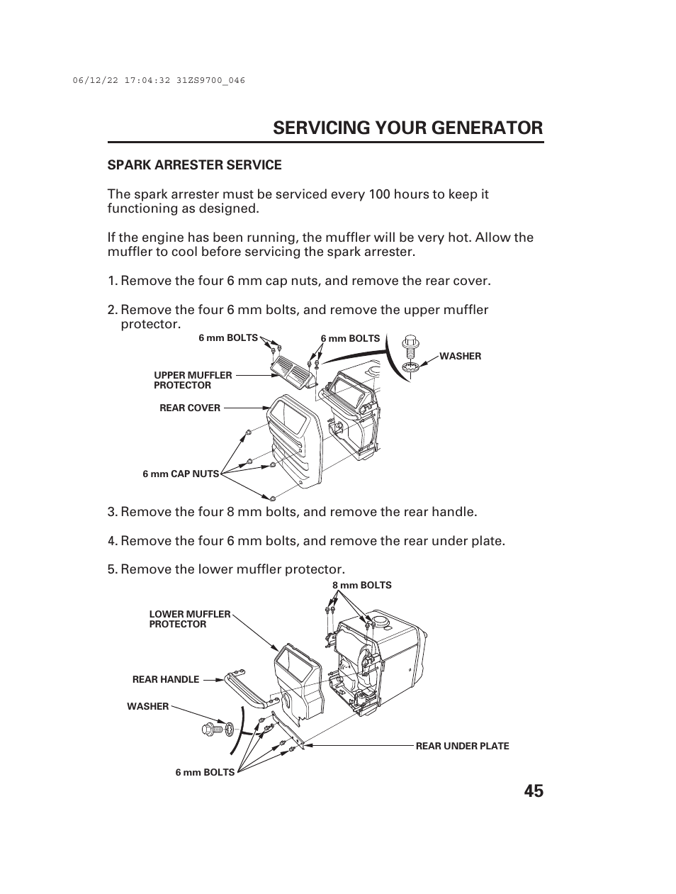 45 servicing your generator | Alpha Technologies AlphaGen DCX3000 Honda User Manual | Page 47 / 76