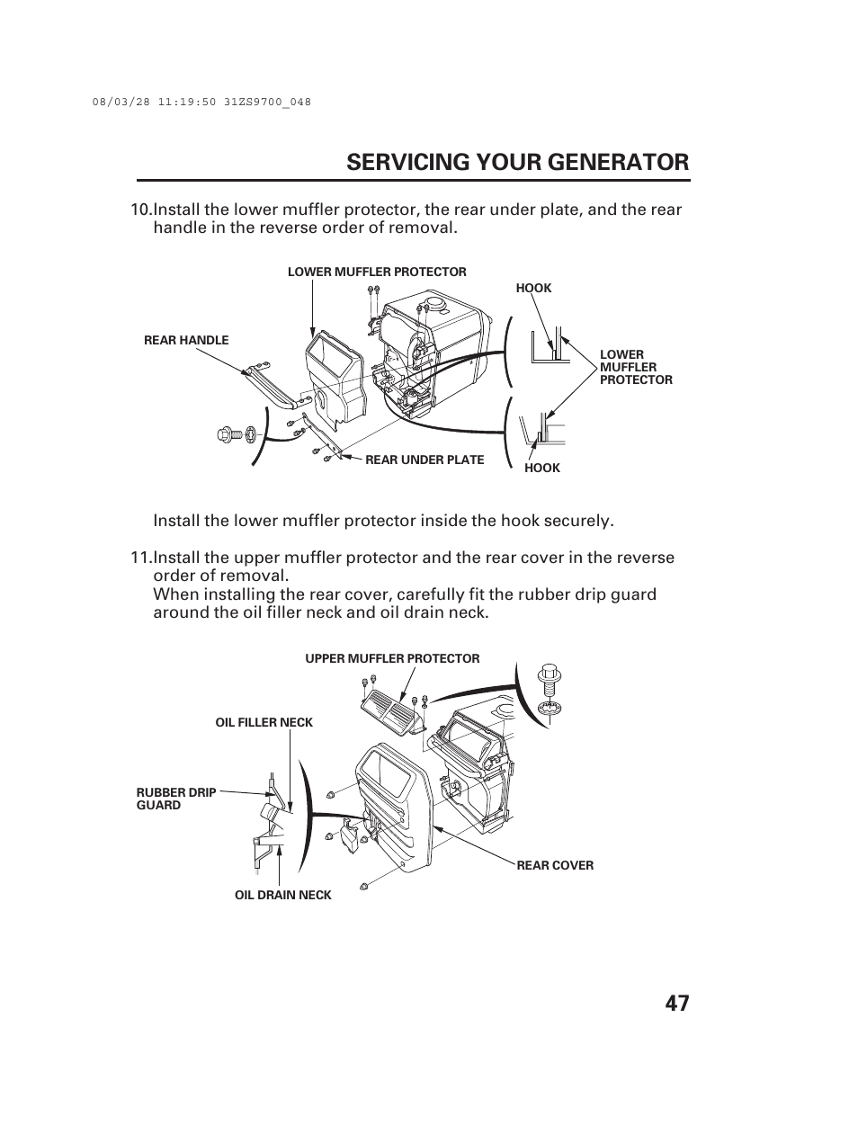 47 servicing your generator | Alpha Technologies AlphaGen DCX3000 Honda User Manual | Page 49 / 76