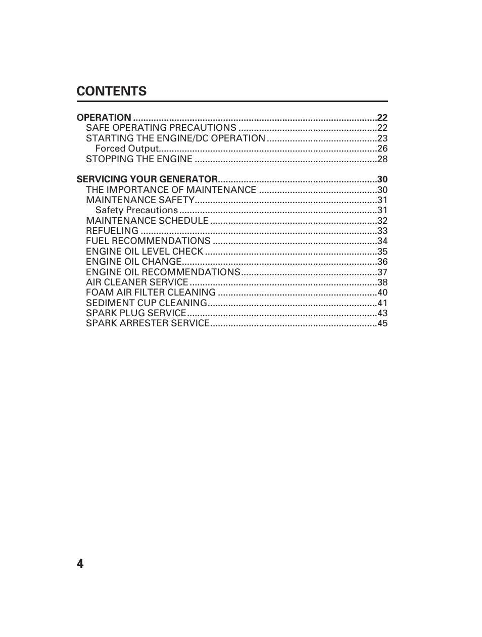 4contents | Alpha Technologies AlphaGen DCX3000 Honda User Manual | Page 6 / 76