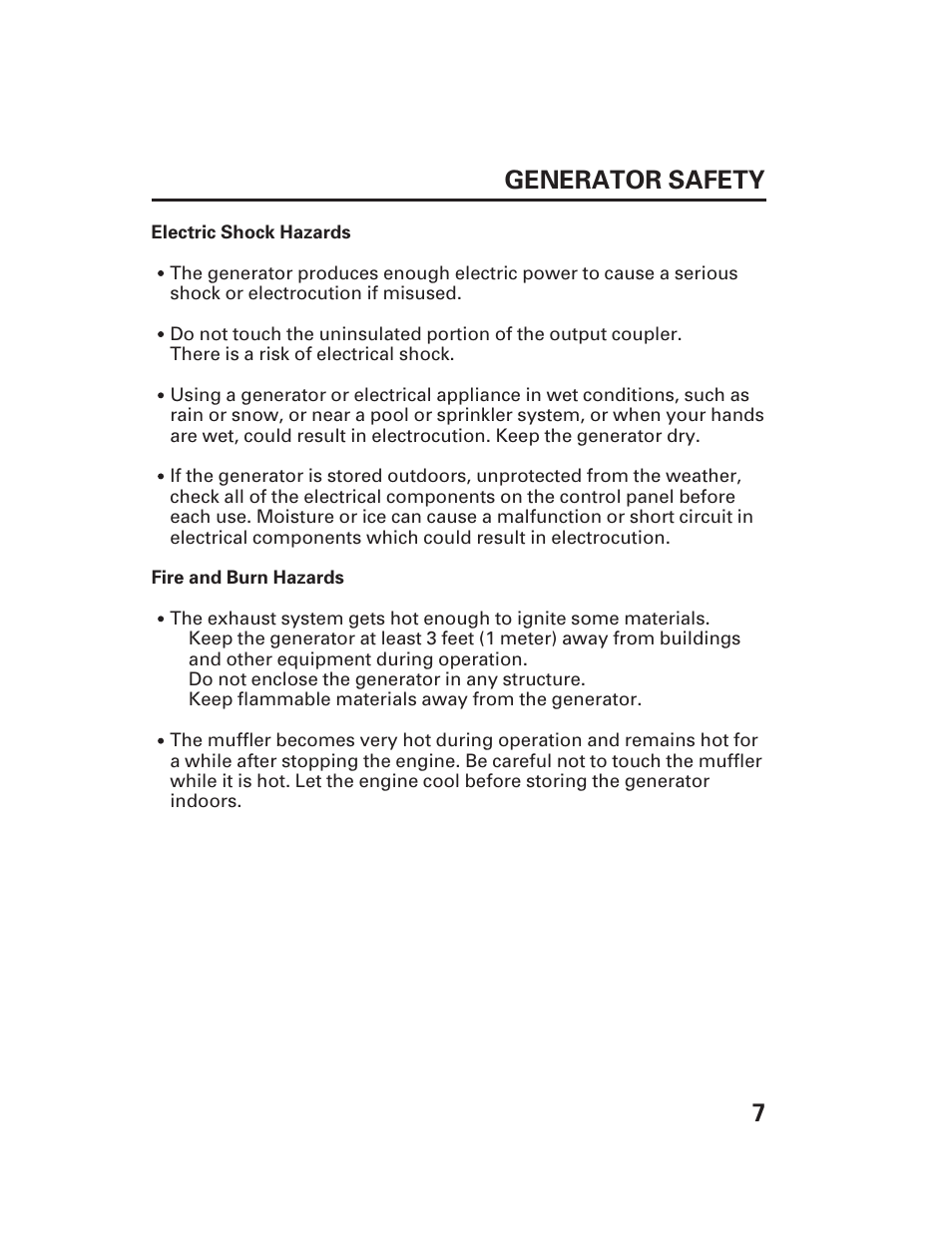 7generator safety | Alpha Technologies AlphaGen DCX3000 Honda User Manual | Page 9 / 76