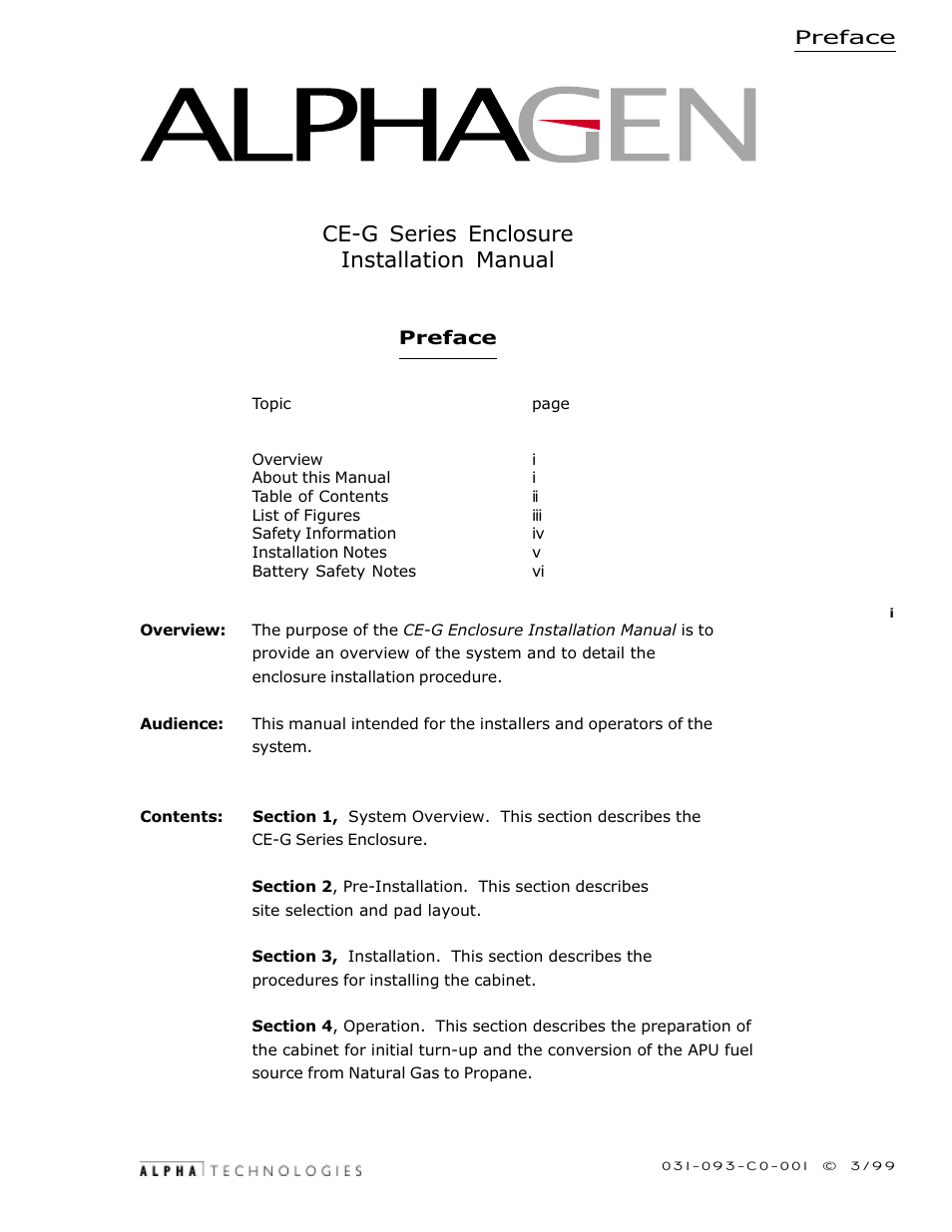 Ce-g series enclosure installation manual | Alpha Technologies CE-G Series User Manual | Page 3 / 44